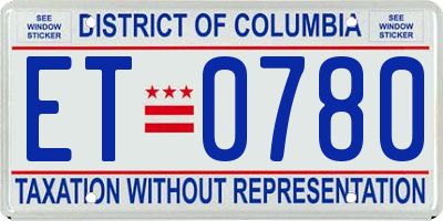 DC license plate ET0780