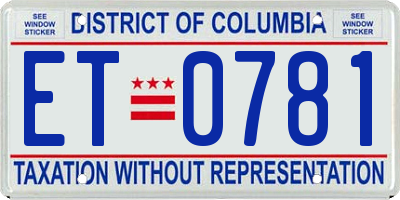 DC license plate ET0781