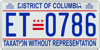 DC license plate ET0786