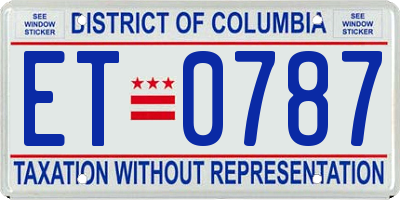 DC license plate ET0787