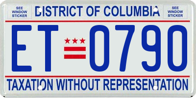 DC license plate ET0790