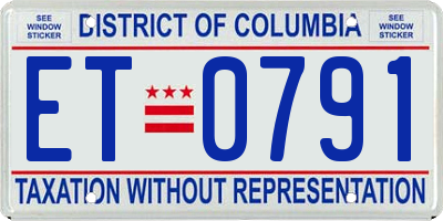 DC license plate ET0791