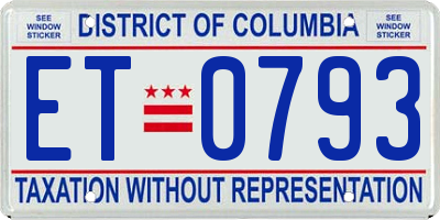 DC license plate ET0793