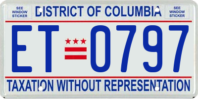 DC license plate ET0797