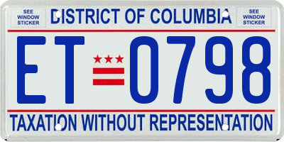 DC license plate ET0798