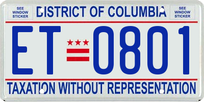 DC license plate ET0801