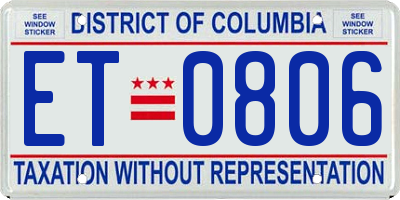 DC license plate ET0806