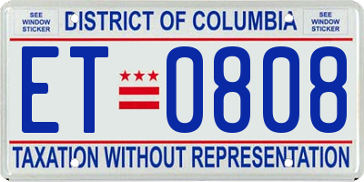 DC license plate ET0808