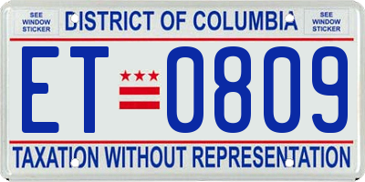 DC license plate ET0809