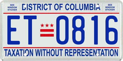 DC license plate ET0816
