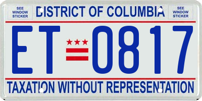 DC license plate ET0817