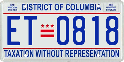 DC license plate ET0818