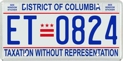 DC license plate ET0824