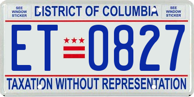 DC license plate ET0827
