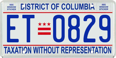 DC license plate ET0829