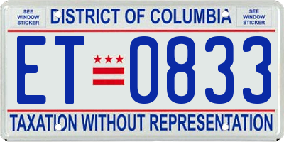 DC license plate ET0833