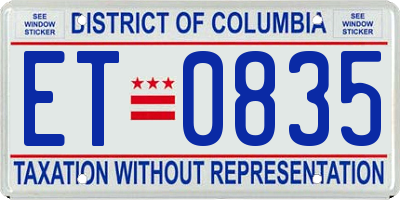 DC license plate ET0835