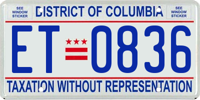 DC license plate ET0836