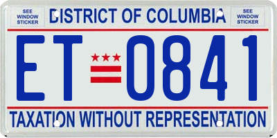 DC license plate ET0841