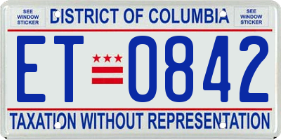 DC license plate ET0842