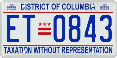 DC license plate ET0843