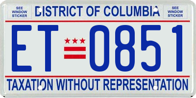 DC license plate ET0851