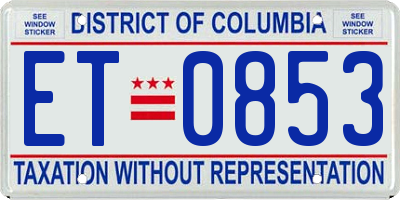 DC license plate ET0853