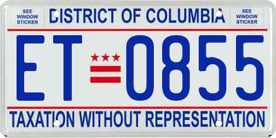 DC license plate ET0855