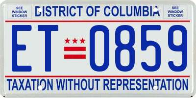 DC license plate ET0859