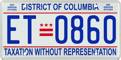DC license plate ET0860
