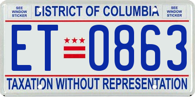 DC license plate ET0863