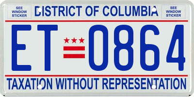 DC license plate ET0864