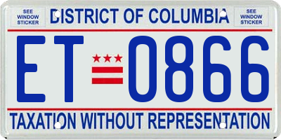 DC license plate ET0866