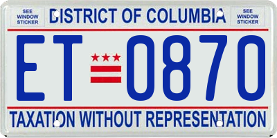 DC license plate ET0870