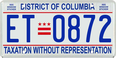 DC license plate ET0872