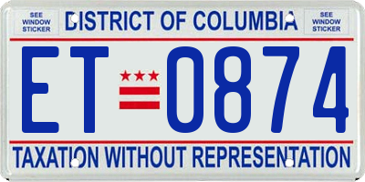 DC license plate ET0874