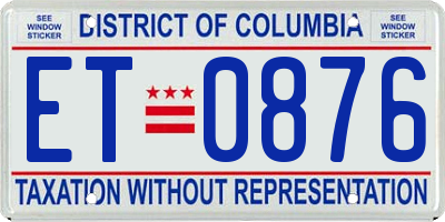 DC license plate ET0876