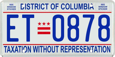 DC license plate ET0878