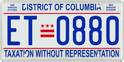 DC license plate ET0880