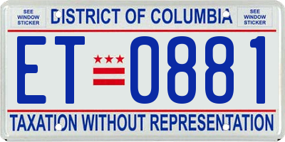 DC license plate ET0881