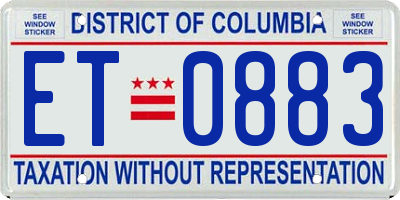 DC license plate ET0883