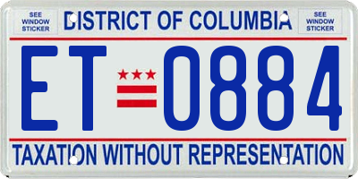DC license plate ET0884