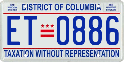 DC license plate ET0886