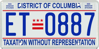 DC license plate ET0887