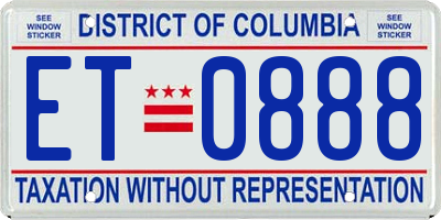 DC license plate ET0888