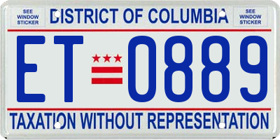 DC license plate ET0889