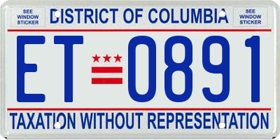DC license plate ET0891