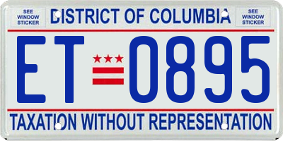 DC license plate ET0895