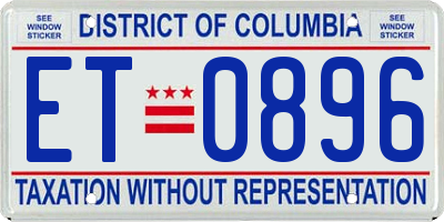 DC license plate ET0896