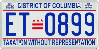 DC license plate ET0899